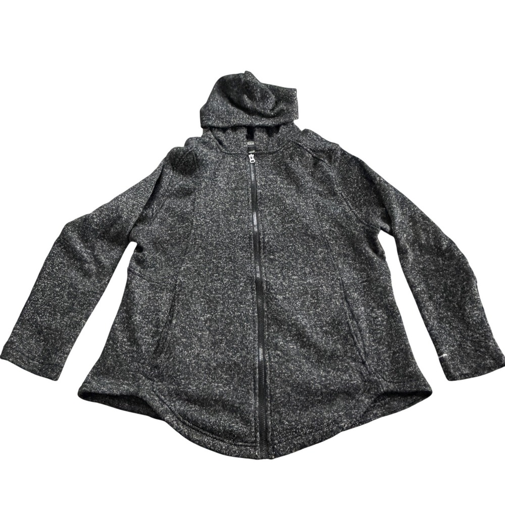 EDDIE BAUER Radiator Hooded Full Zip Fleece Jacket Black Women's XL Hood Pockets